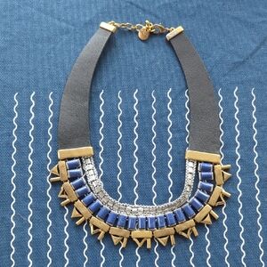 Elegant Blue and Gold Statement Necklace